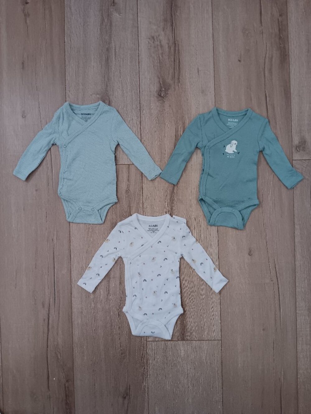 🔥4 for $20🔥Kiabi Baby 3 Pack Organic Cotton Kimono Bodysuits  1M